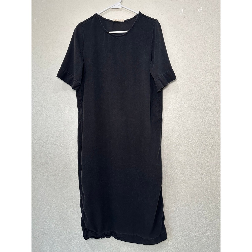 Everlane Black Tencel Lyocell Short Sleeve Shift Midi Dress Womens Small